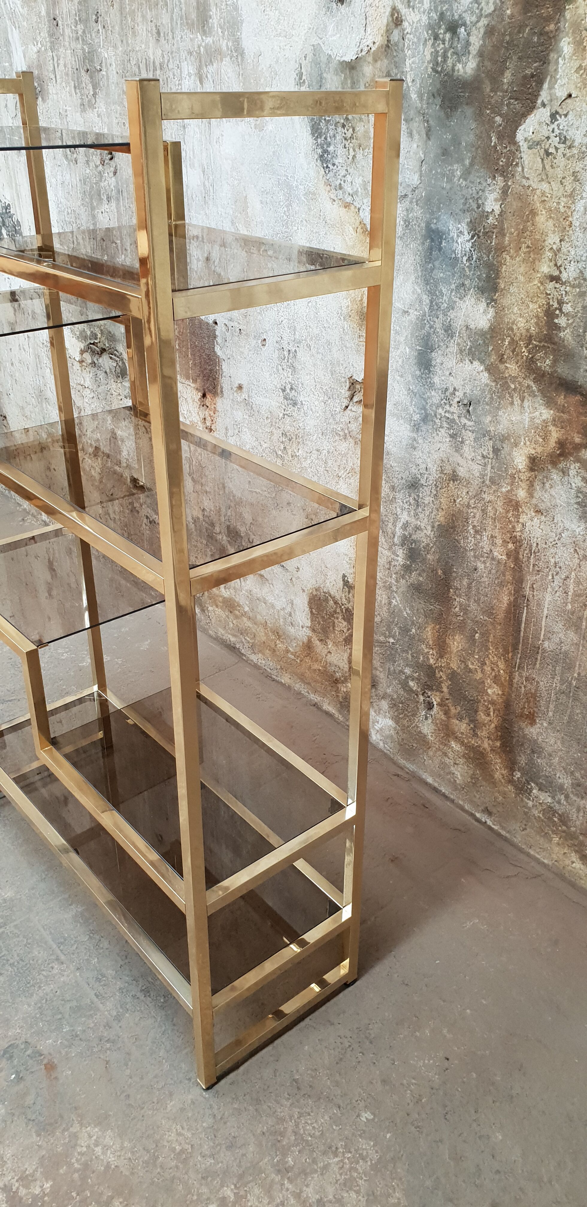 Vintage glazed brass shelf