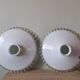 Set of 2 vintage pendant lampshades in wavy white opaline glass