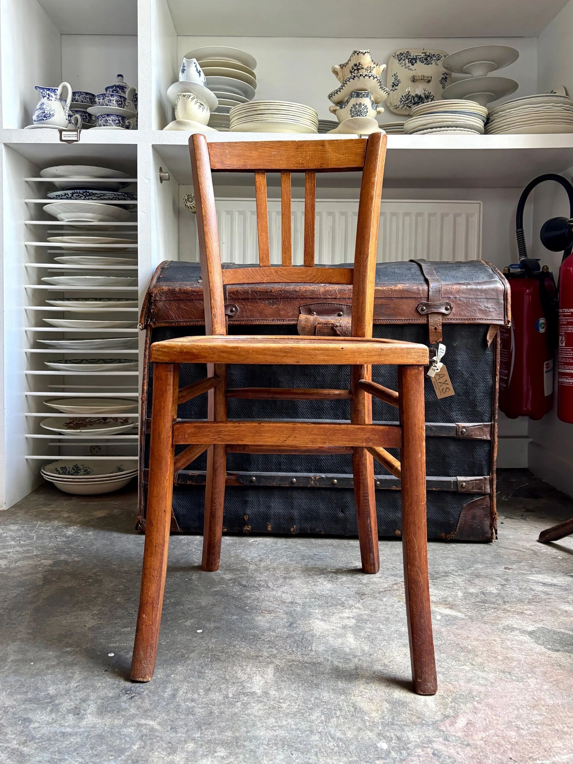 Luterma bistro chair in embossed beech, "shell" pattern.