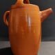 20th century ceramic chevrette enameled terracotta jug signed CM