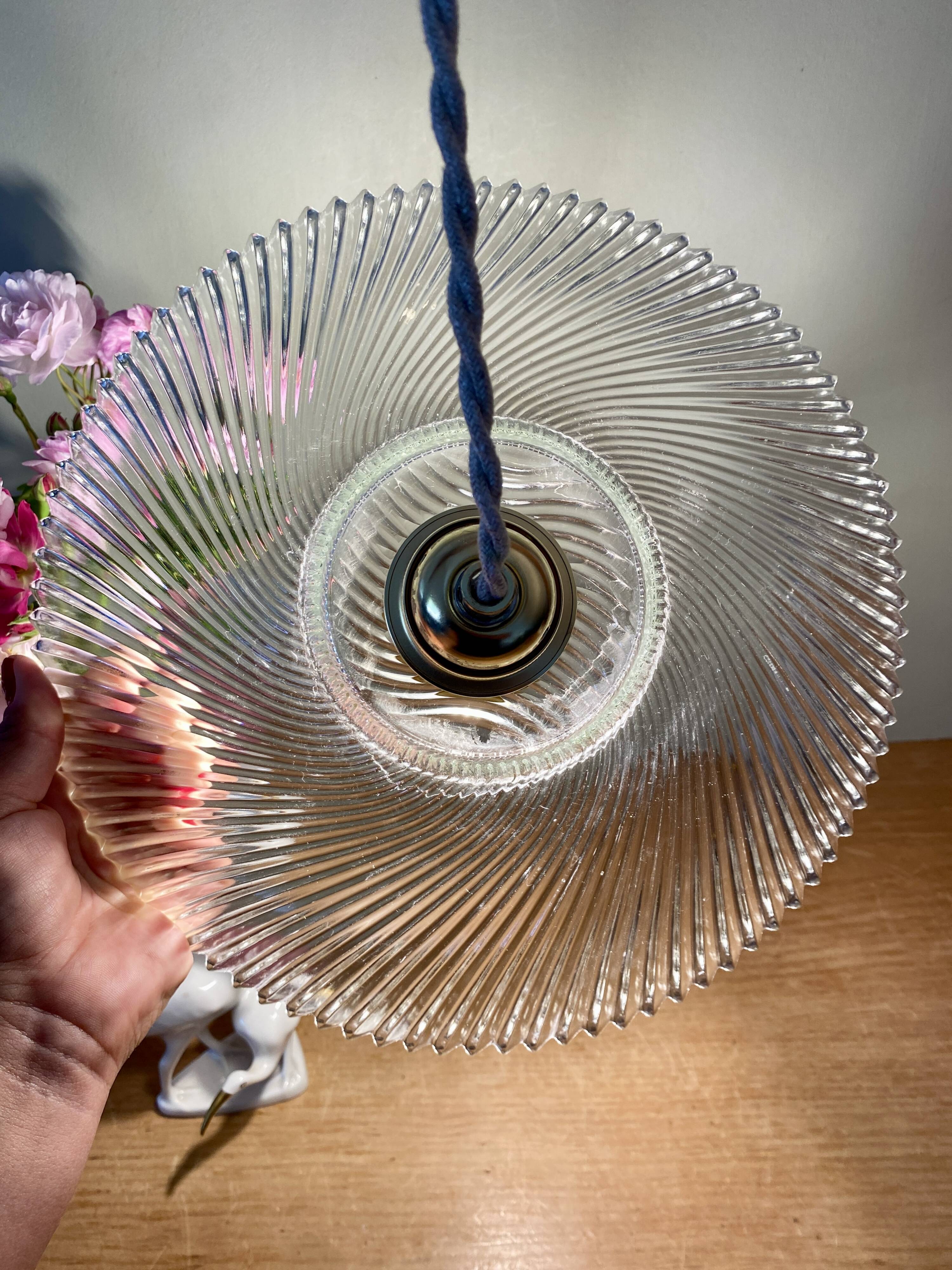Vintage molded glass lampshade pendant light - tableware collection -