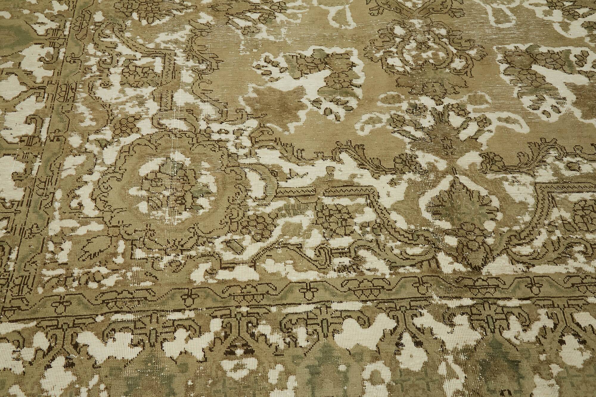 Handmade Oriental Decorative 1980s 285 cm x 355 cm Beige Wool Carpet
