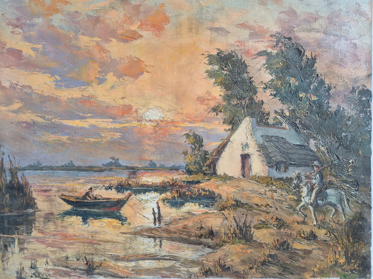 Landscape of Camargue - Oil on canvas