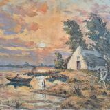 Landscape of Camargue - Oil on canvas