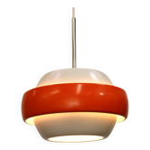 Suspension vintage orange et blanche avec accent en chrome