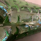 Green Italian Empoli vase, blown and bubbled glass, 1960