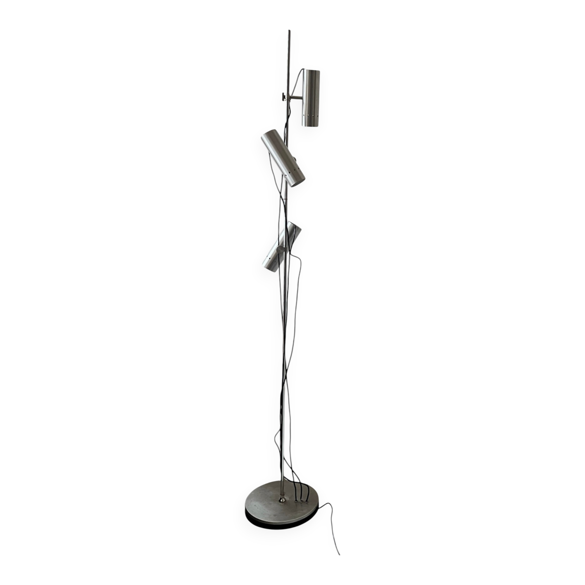Chrome metal floor lamp with 3 spots by Alain Richard, design 1970.