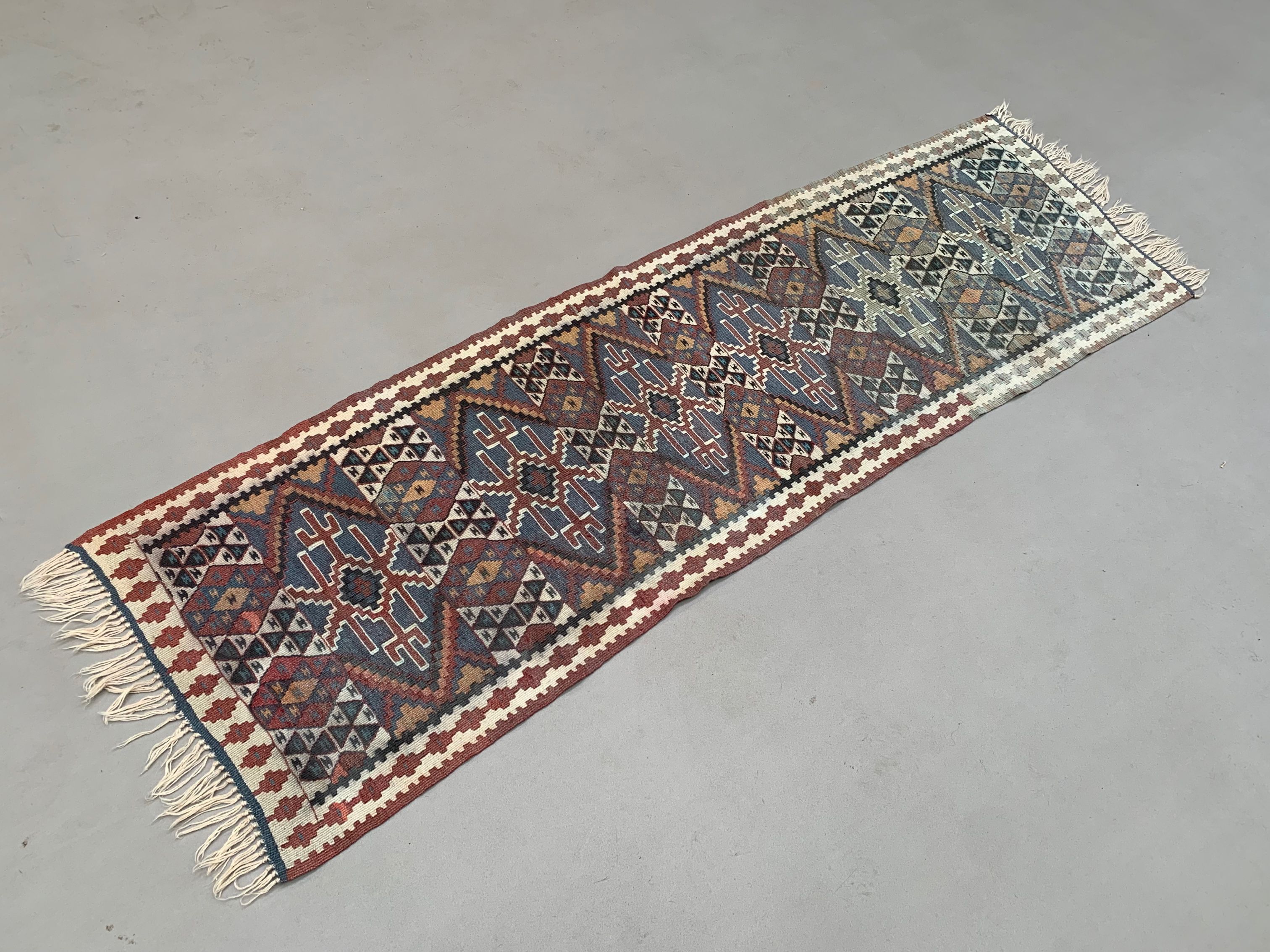 Old Turkish narrow Kilim Runner 233x66 cm shabby chic, vintage kelim