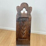 Pair of low tripod chairs in solid wood, mid-20th century.