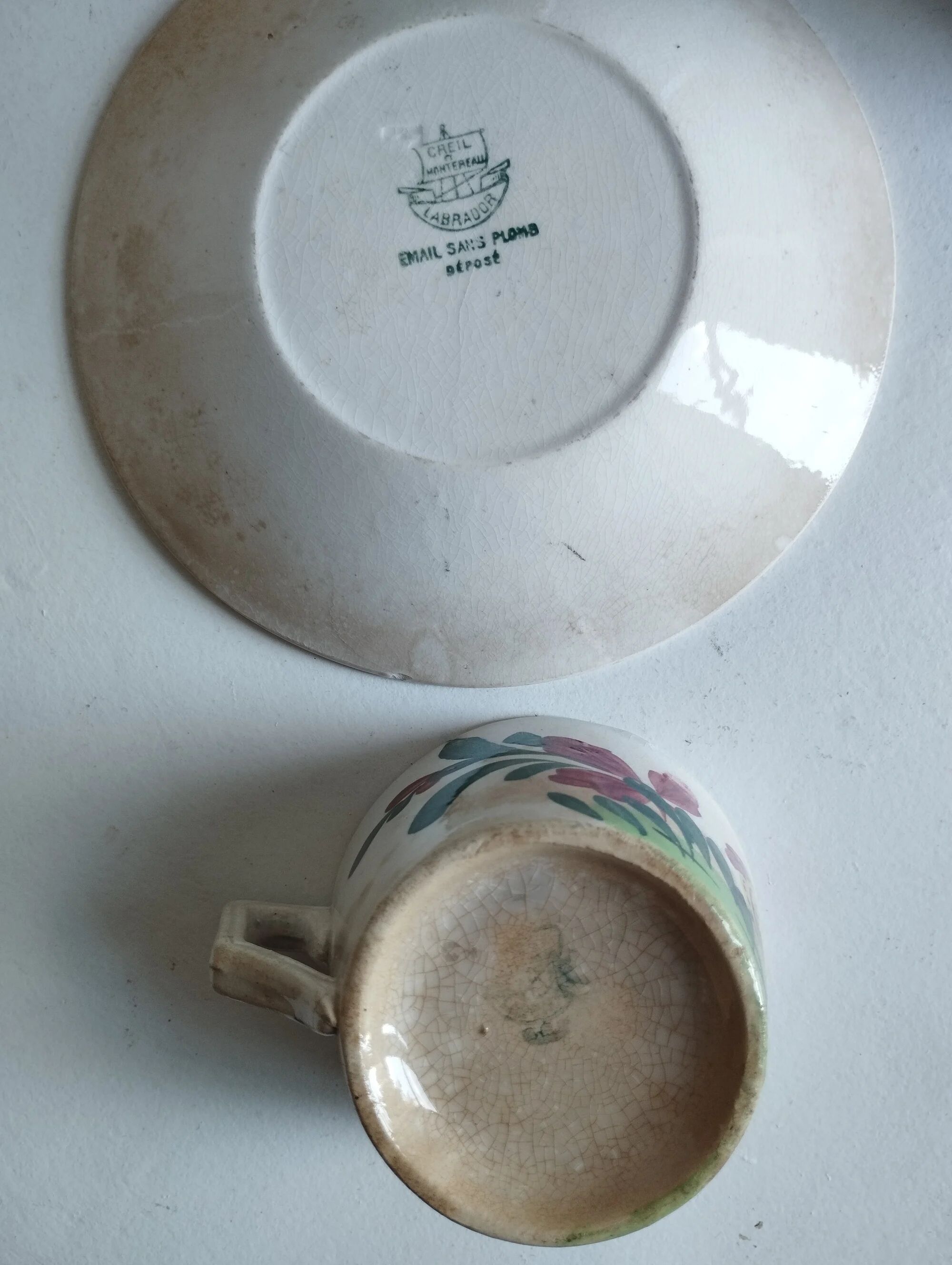 Cup and saucer Creil & Montereau "Rooster"