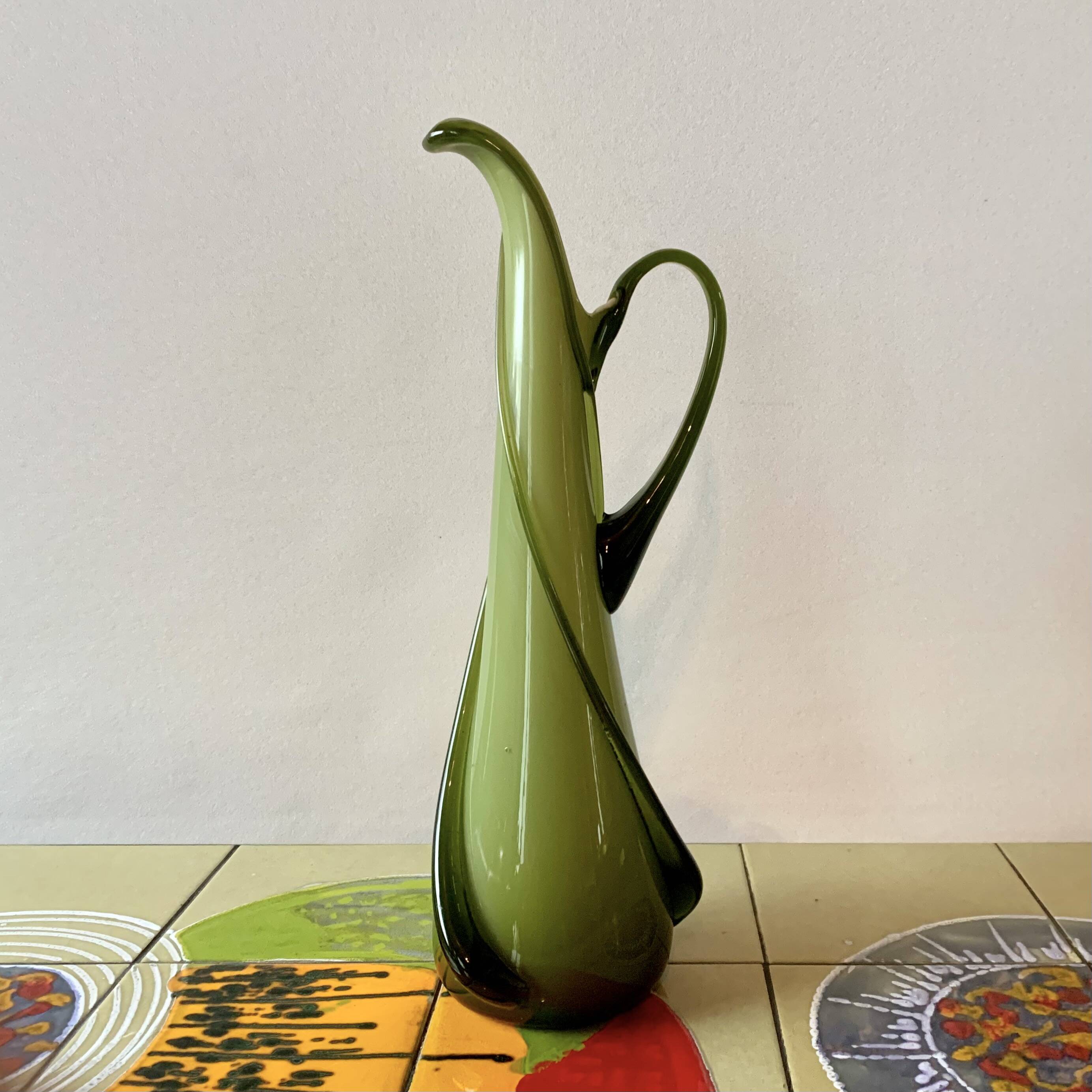 Vintage vase in green blown glass - Fratelli Betti Cristallerie - Empoli