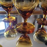 5 amber stemmed glasses – 1960s