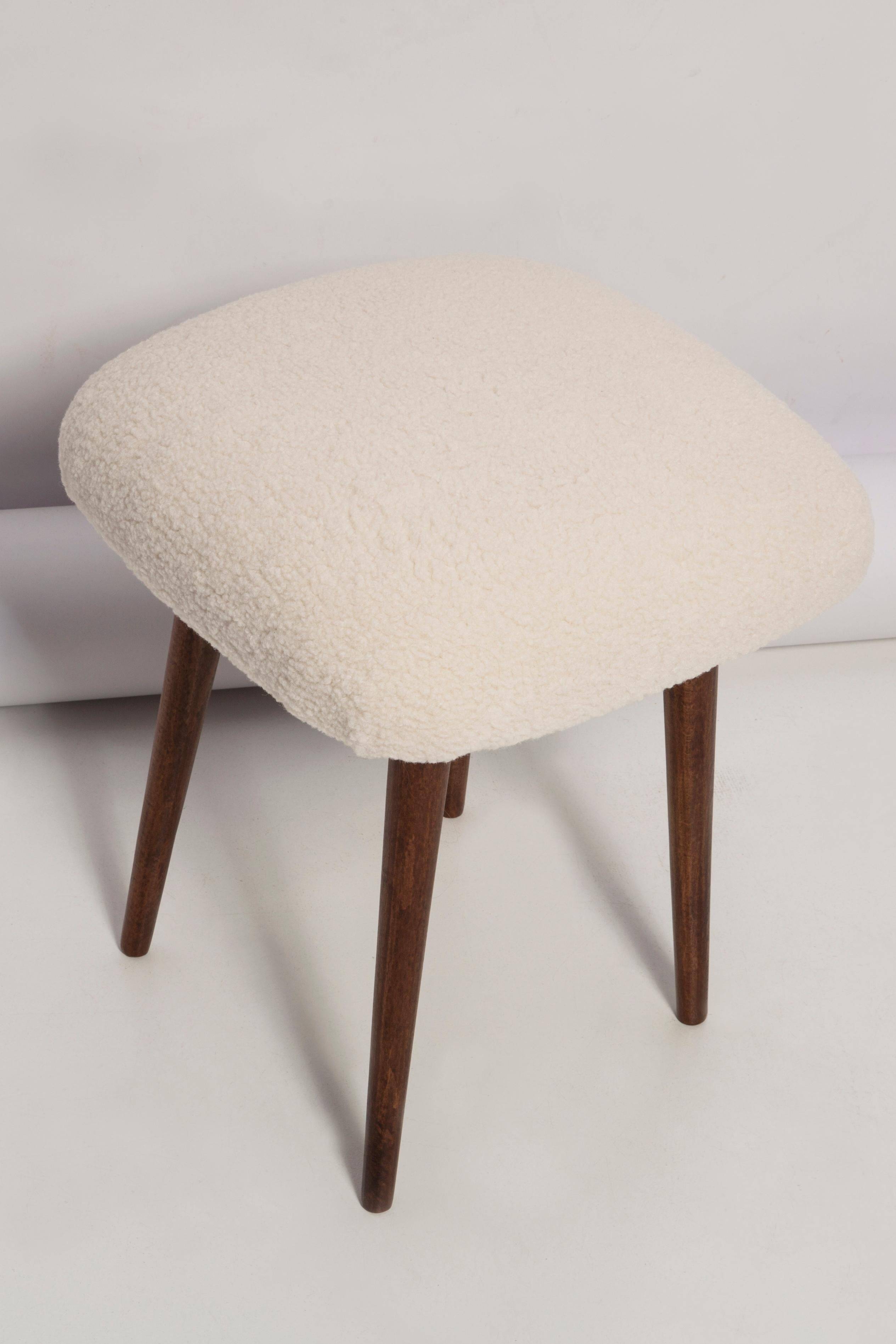 Light Beige Boucle Stool Mid-Century Modern, Europe, 1960s