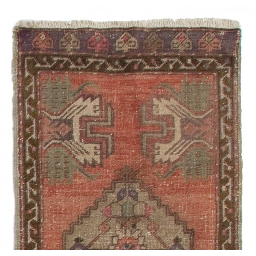 Vintage Small Rug. Turkish Seat Cover. Hand-knotted Door Mat. Entryway Rug. Kitchen Mat
