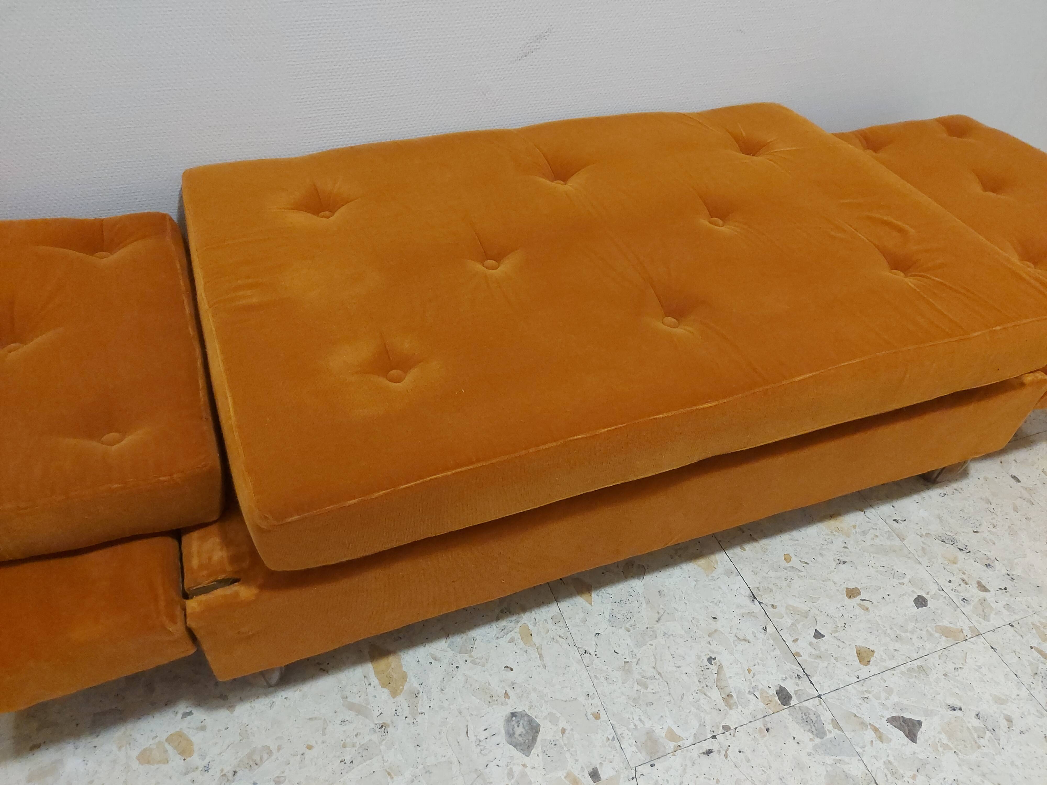 Sofa, daybed art deco, orange velvet