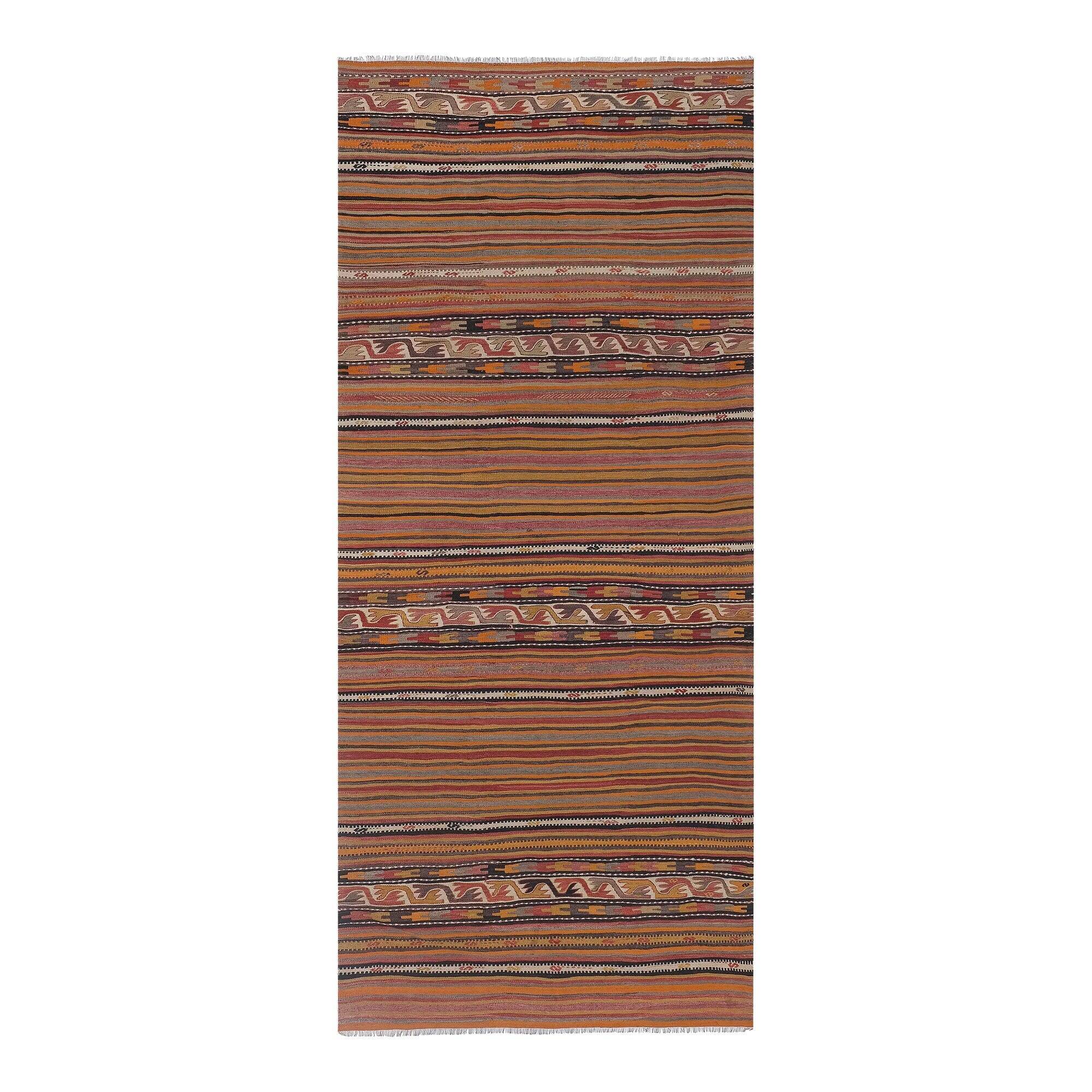 Vintage Turkish kilim, handwoven, 166x369 cm.