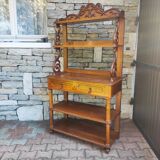 Antique solid blond walnut console table