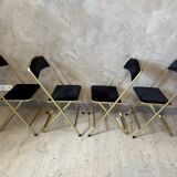 4 velvet and brass chairs