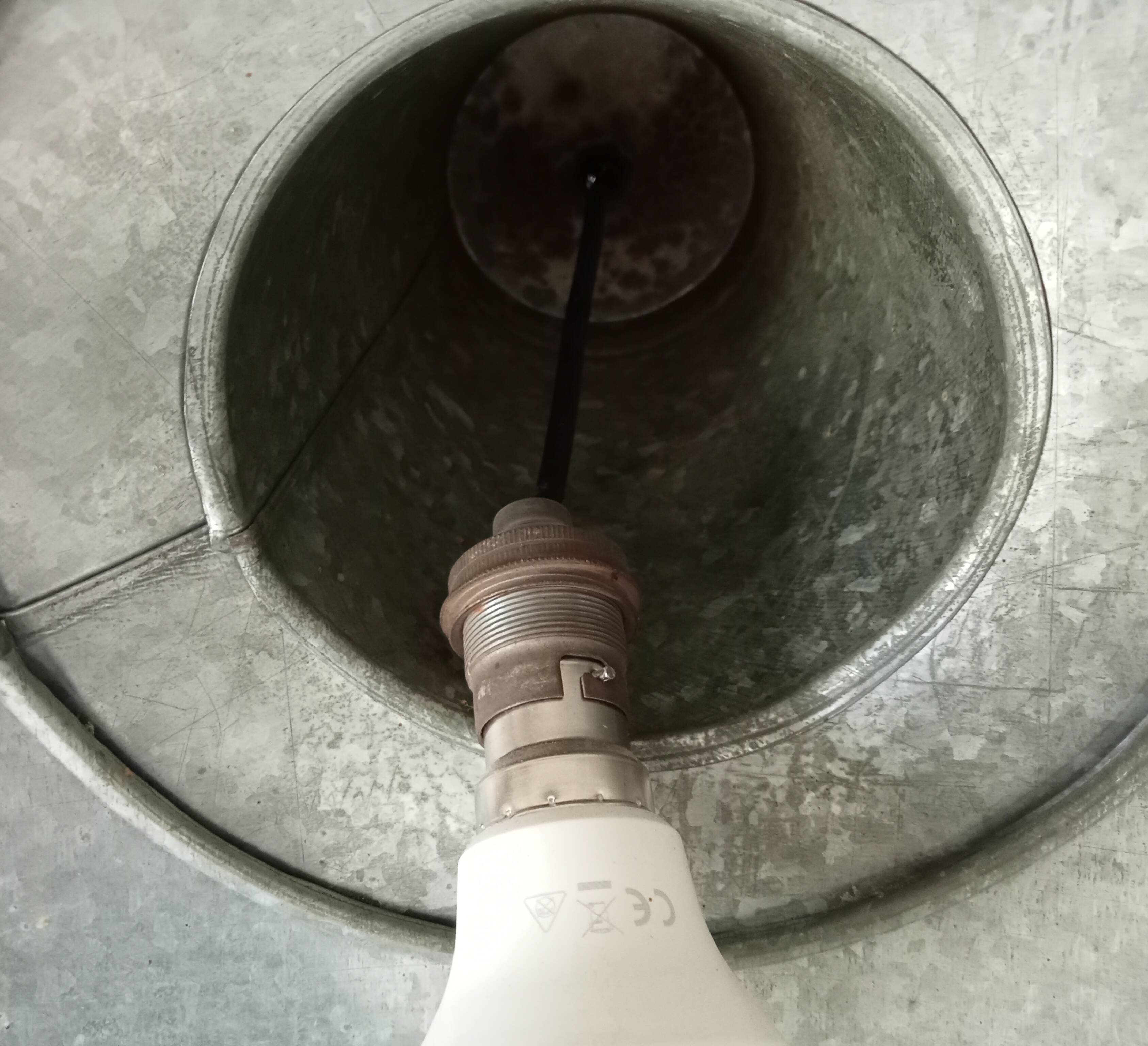 Old zinc garage pendant light