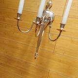 2 appliques murales en bronze argente