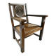 Armchair in carved solid wood with straw seat