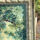 Huile sur toile, Vaches s'abreuvant dans rivière ombragée dans beau cadre mouluré signé Wassang