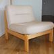 Pair of wood and fabric lounge chairs, 1980