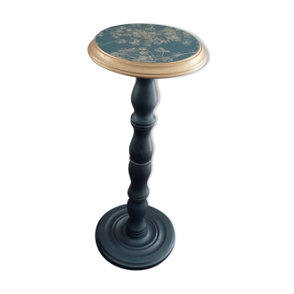 Vintage blue and gold pedestal table