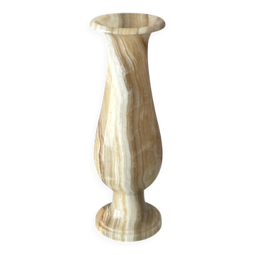 Vintage Italian Onyx Marble Vase – 25 cm – Honey & Cream Stone