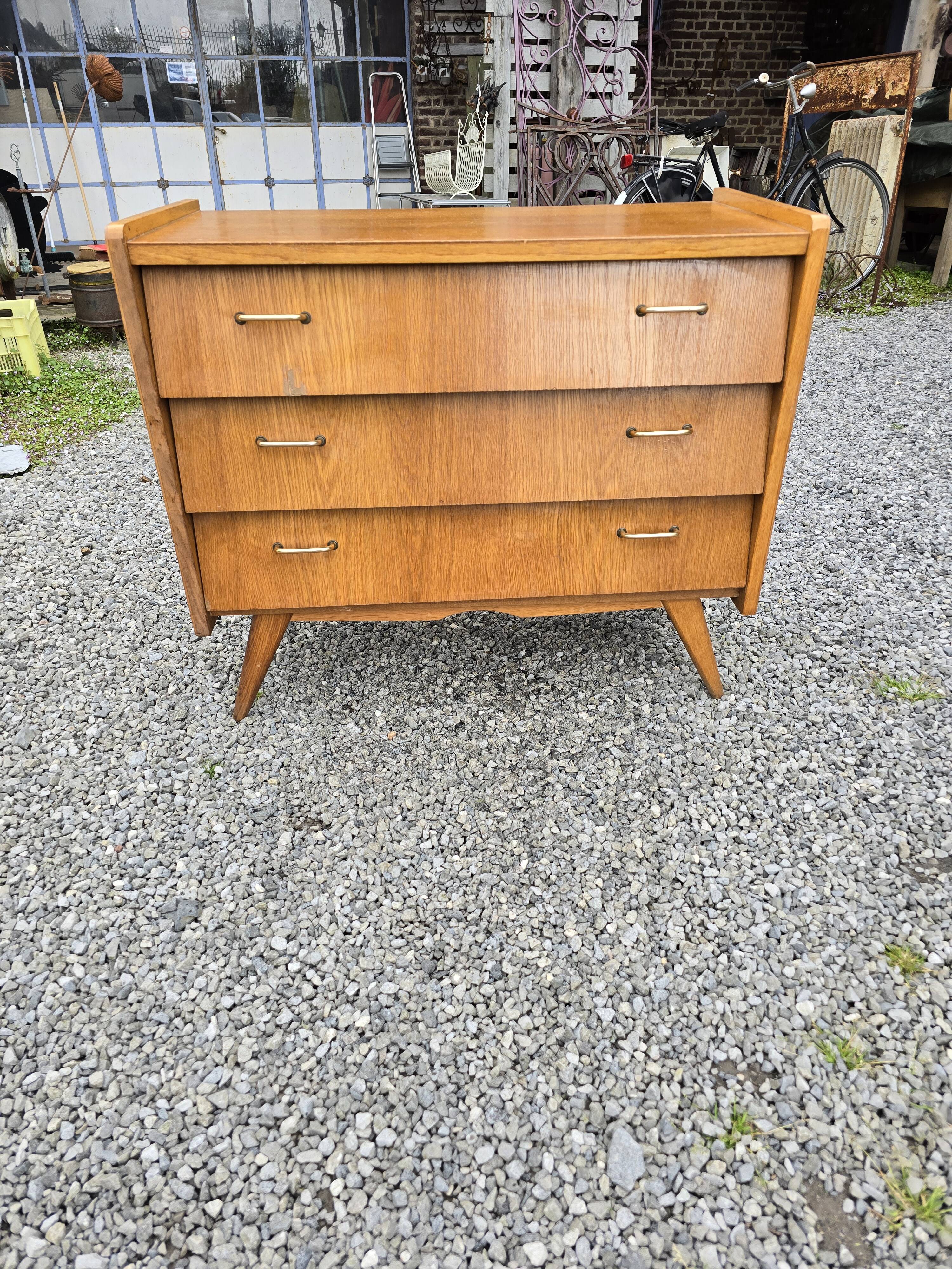 Vintage 60s oak chest of drawers
