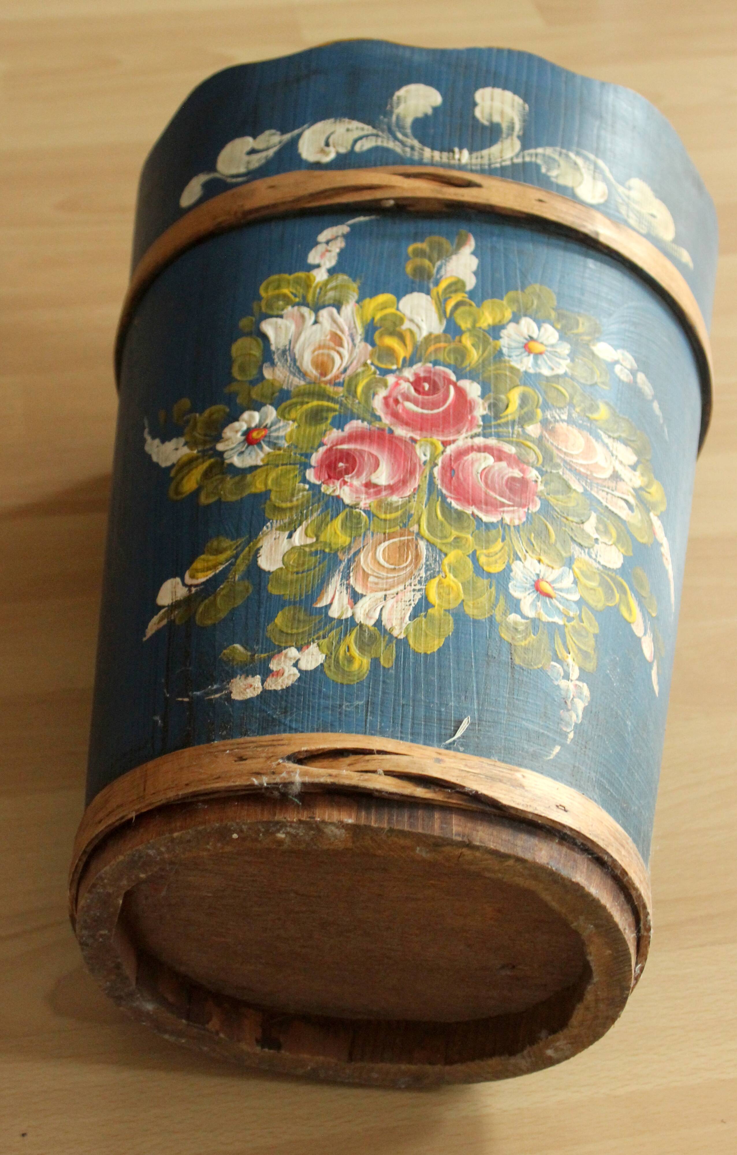 Handmade handpainted wooden umbrella stand - vintage