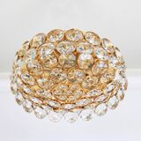Chandelier in gilded brass and crystal glass inlaid by Palwa, Germany, 1970s.