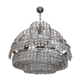 Italian crystal and chrome chandelier