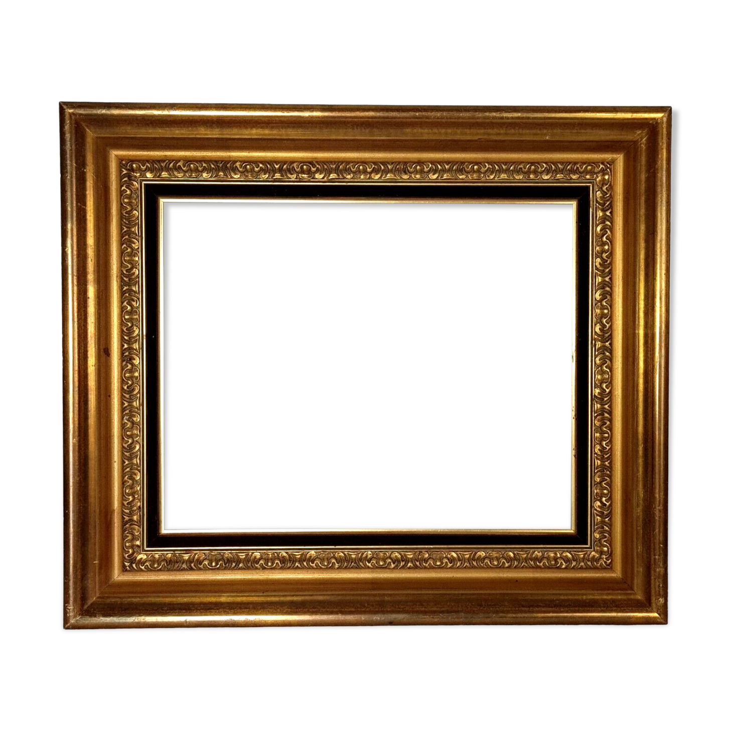 Frame hollow edges wood gilded stucco gold leaf foliage 41x33 or 45x37 cm SB187
