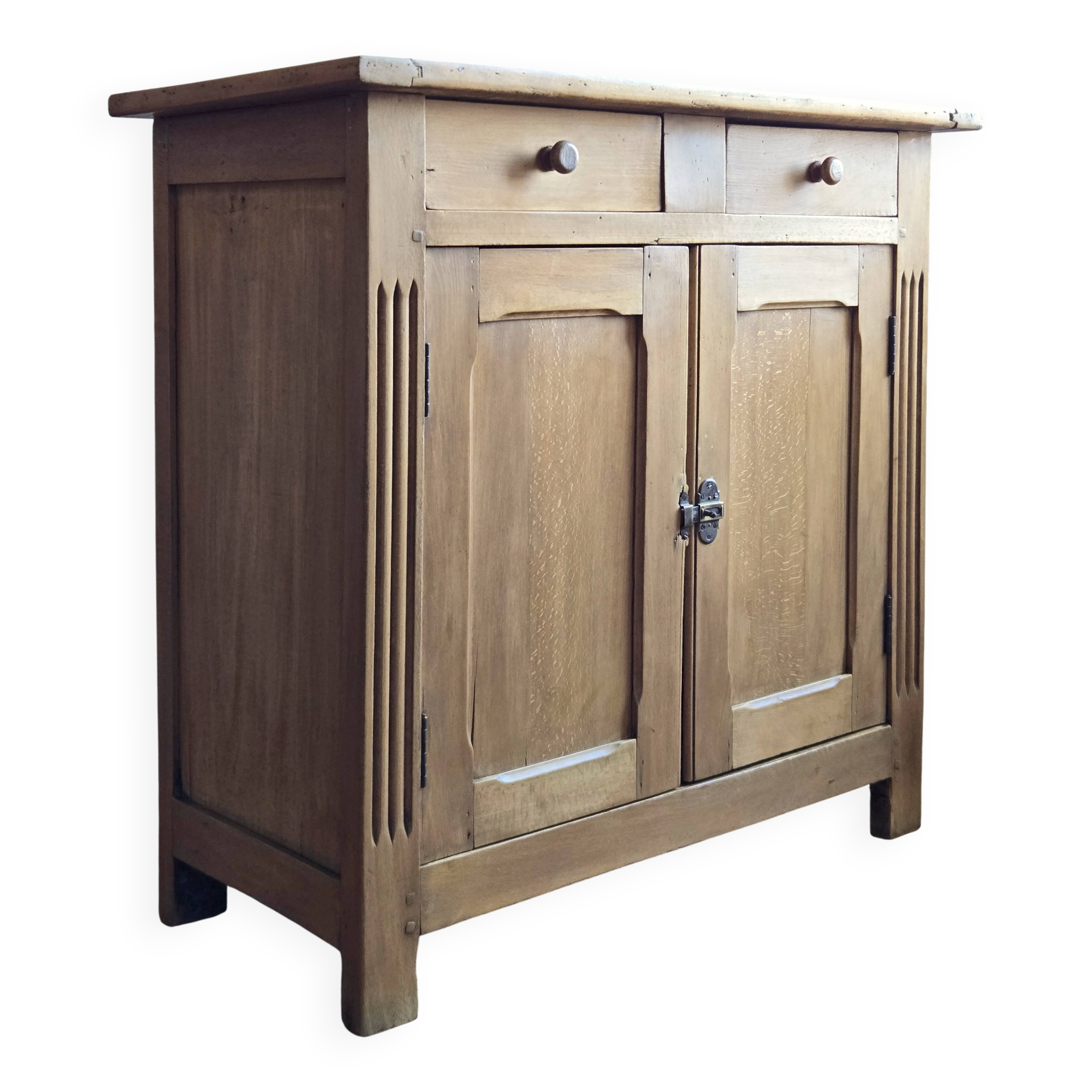 Buffet parisien ou meuble de rangement ancien à 2 portes en bois massif