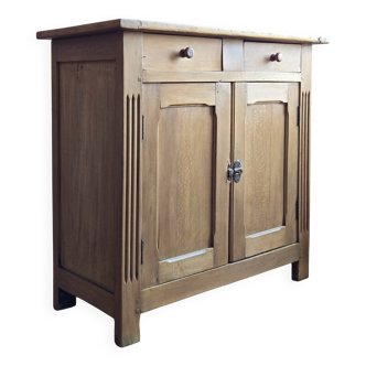 Buffet parisien ou meuble de rangement ancien à 2 portes en bois massif