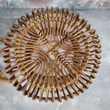 Paire de tabourets de bar bambou & rotin