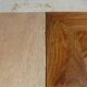 Antique solid walnut table with marquetry and extensions.