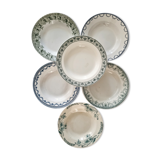 Lot de 6 assiettes creuses terre de fer dépareillées