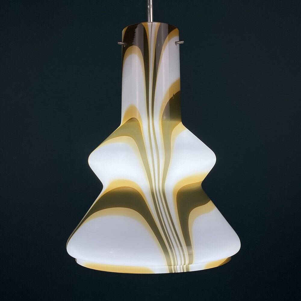 Mid-century brown opaline glass pendant, Murano, Italy, 1950s