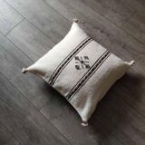 Coussin berbère marocain blanc en coton
