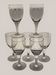 7 wine glasses with Greek decoration / glass. Height 16.5 cm. Diameter at the rim.