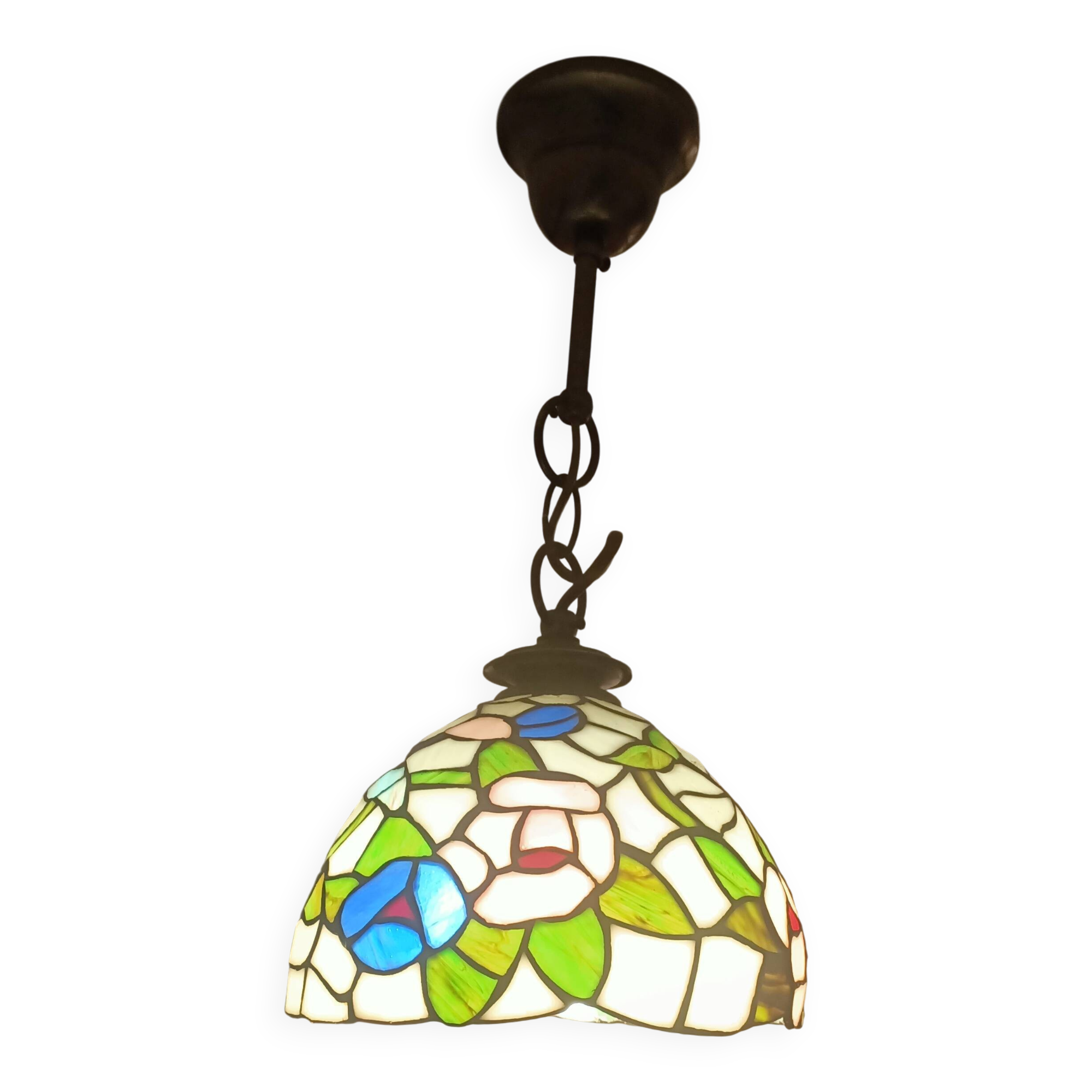 Tiffany-style pendant light – Ø 20cm – genuine glass – heavy