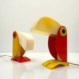 Paire de lampes Toucan design italien années 70 Enea Ferrari