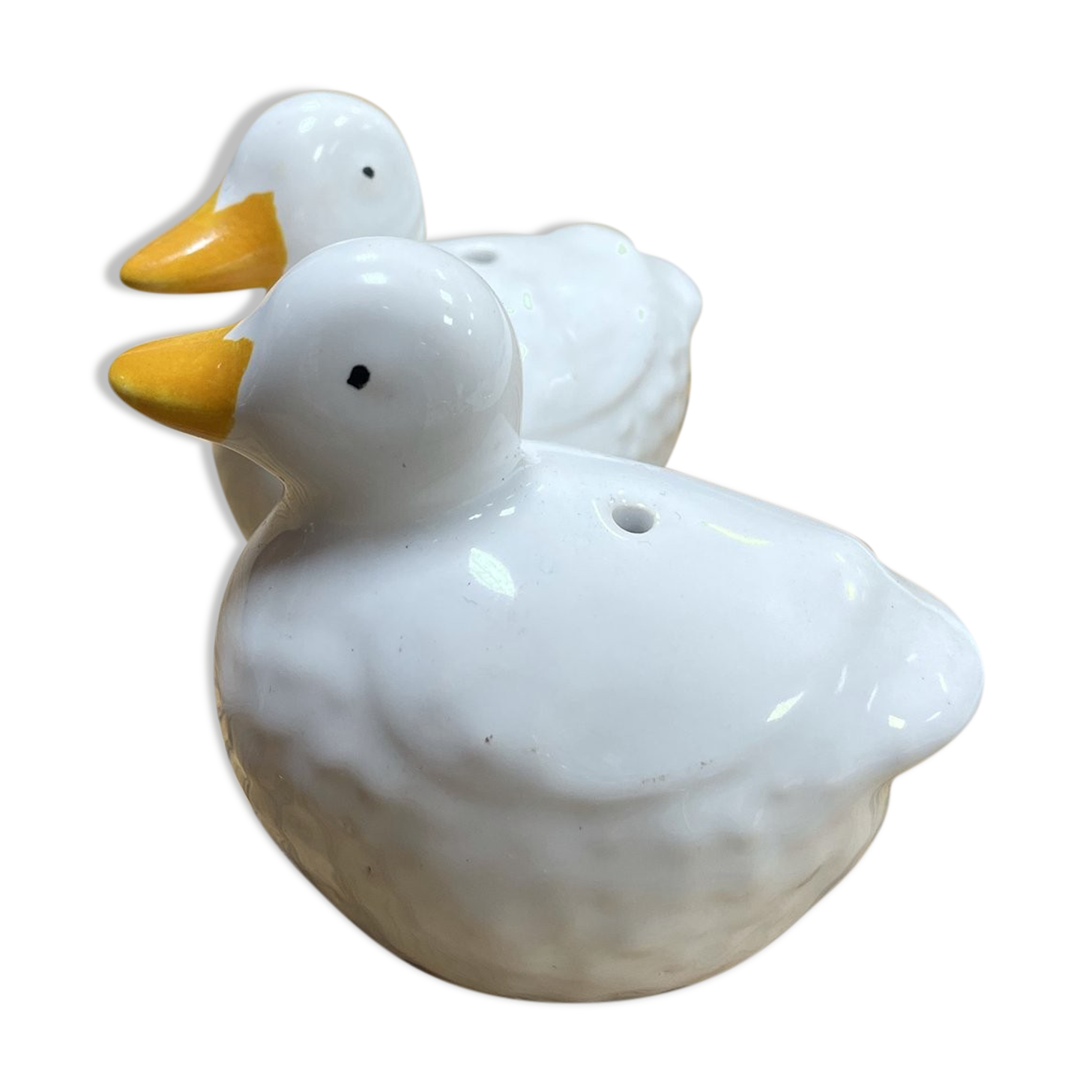 Salt and pepper shaker in duck-shaped earthenware