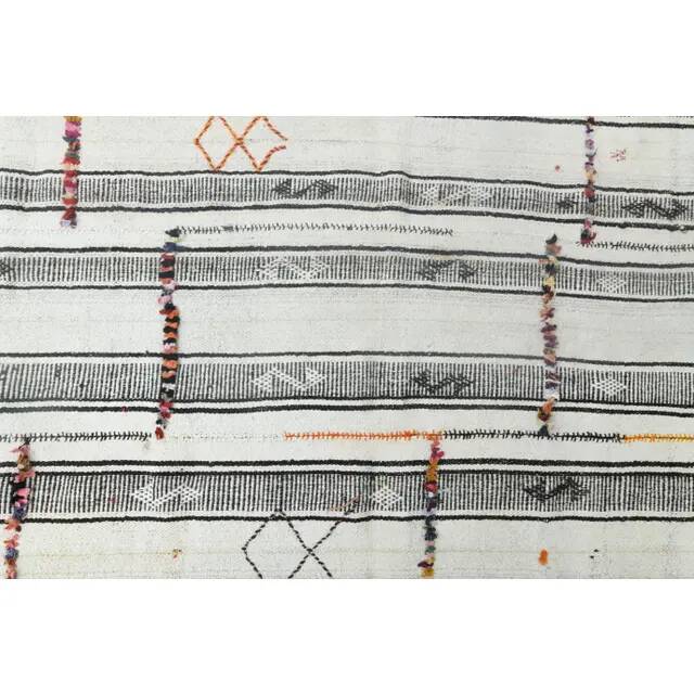 1970s Vintage Turkish Handmade Wool Cotton Beige Kilim Rug 174x265