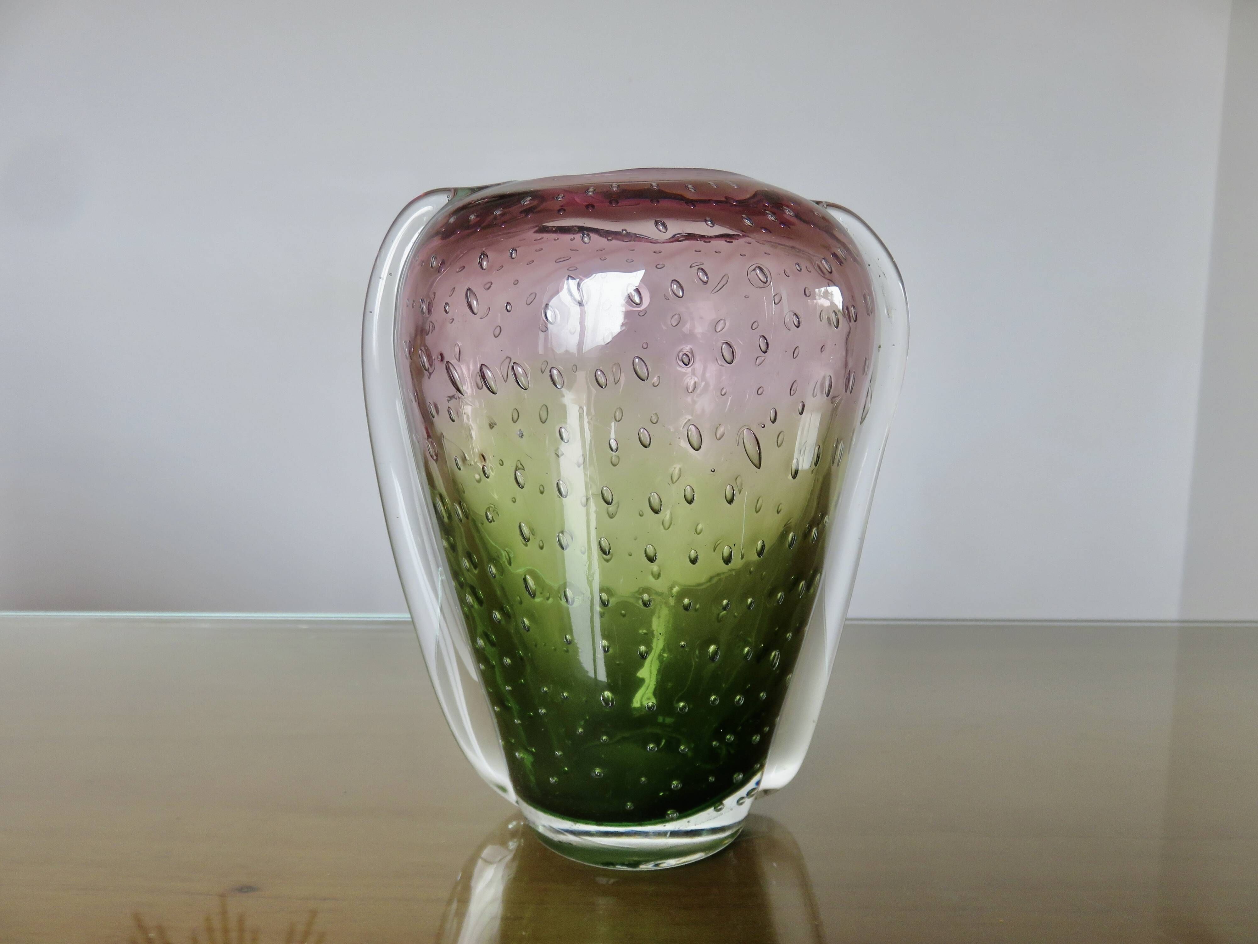 Murano vase in blown glass, bubbled, 50s-60s
