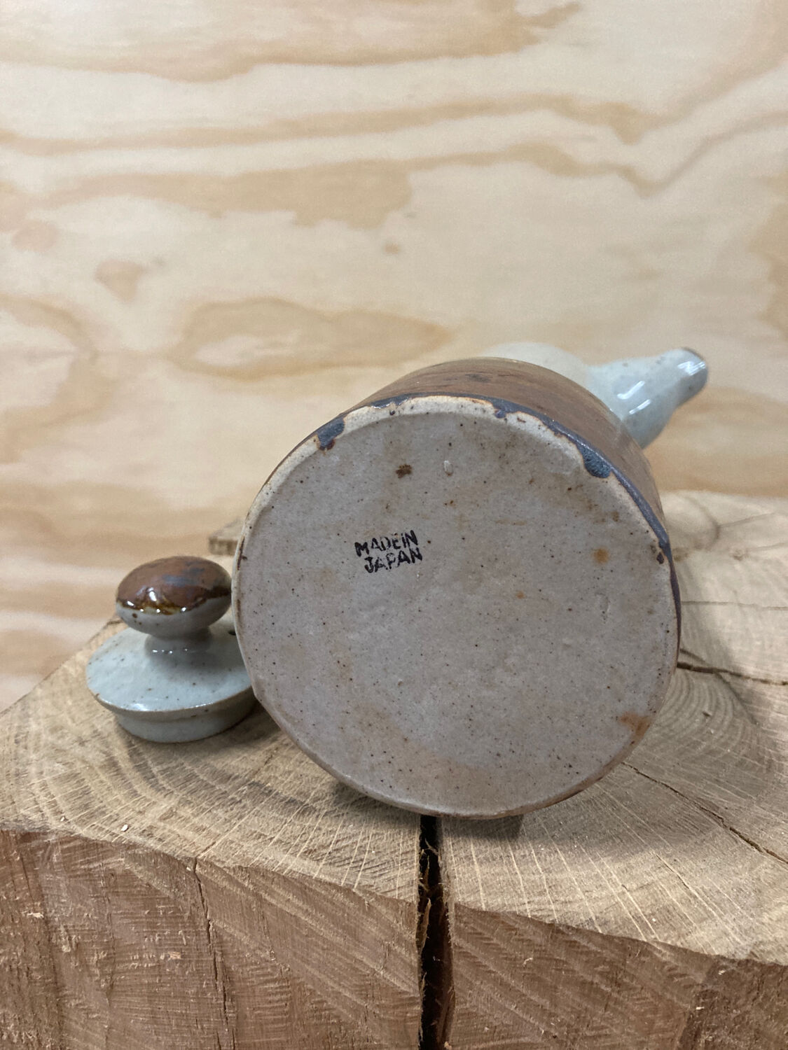 Japanese teapot in gray and brown stoneware