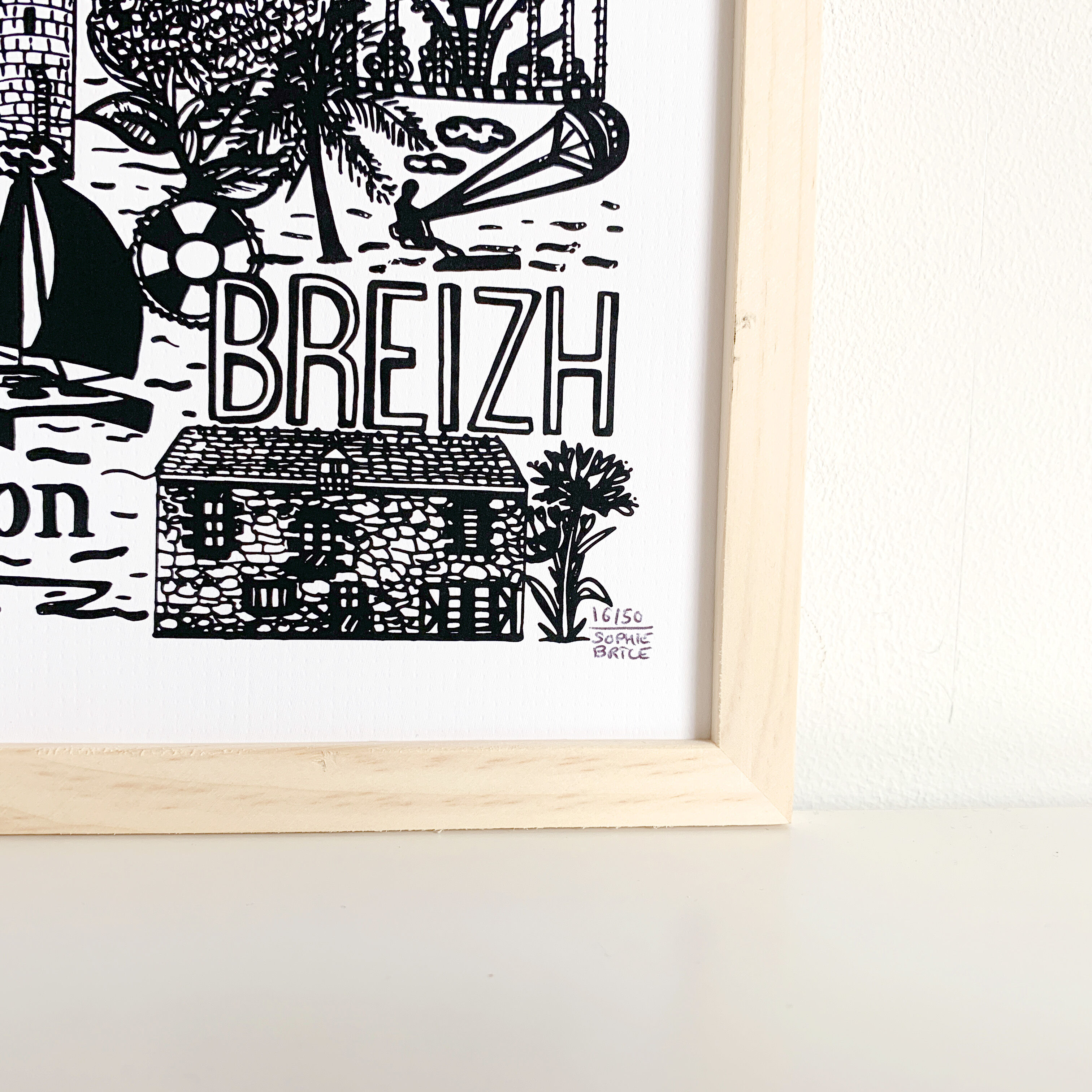 Saint-Malo Cancale black and white screenprint