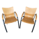 Pair of Vintage RONÉO Armchairs with Black Metal Legs + Curved Wooden Shell
